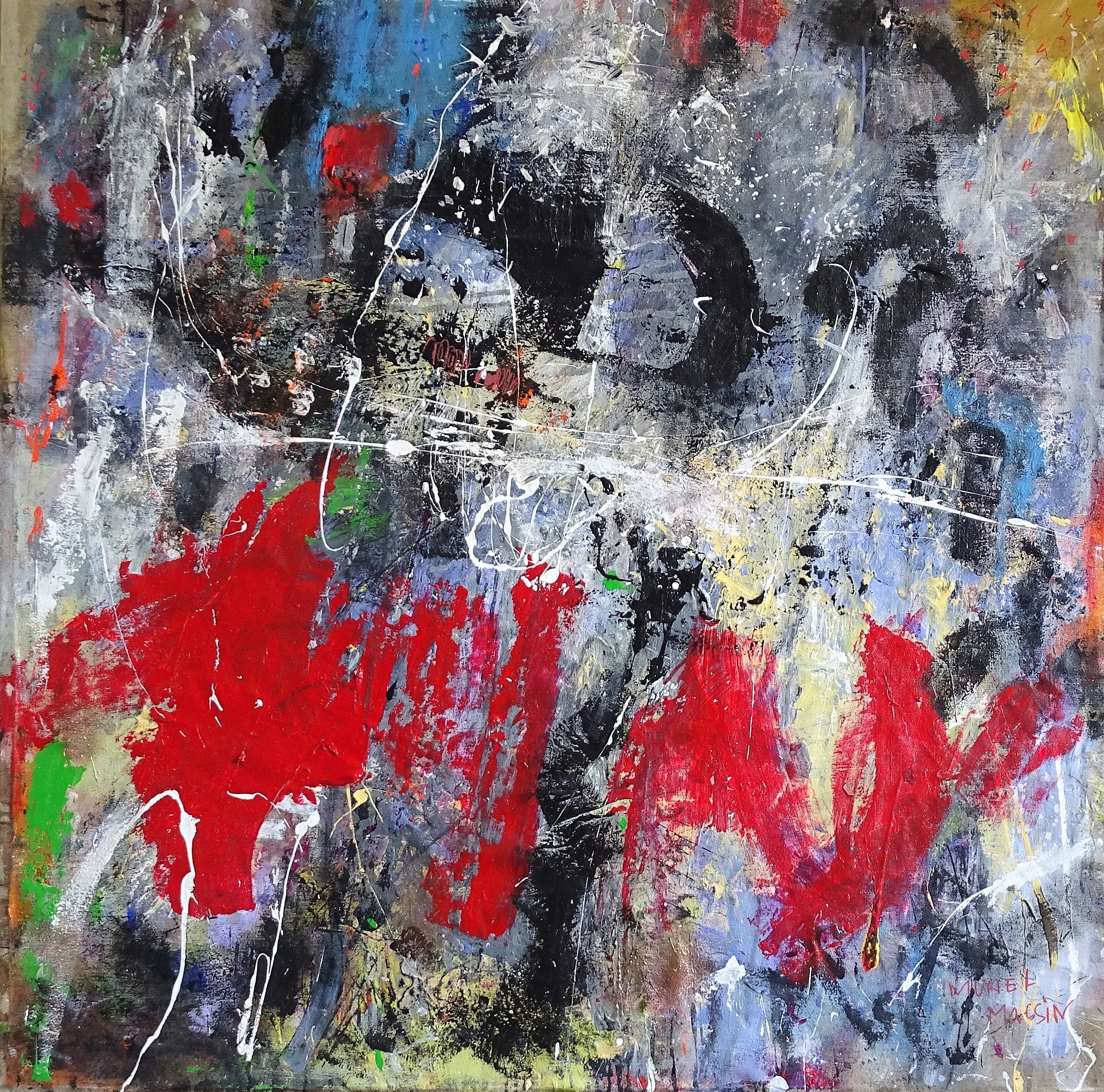 Le rouge et le noir 120X120 Cm 2022